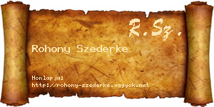 Rohony Szederke névjegykártya